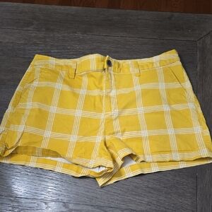 a new day Yellow Plaid Flat Front Women's Shorts
